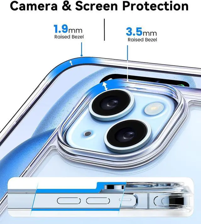 Alt view image 4 of 7 - Mkeke for iPhone 15 Case Clear, [Not Yellowing] [Military-Grade Drop Protection] Clear Slim Phone Cases for Apple iPhone 15 with Shockproof Bumper 2023