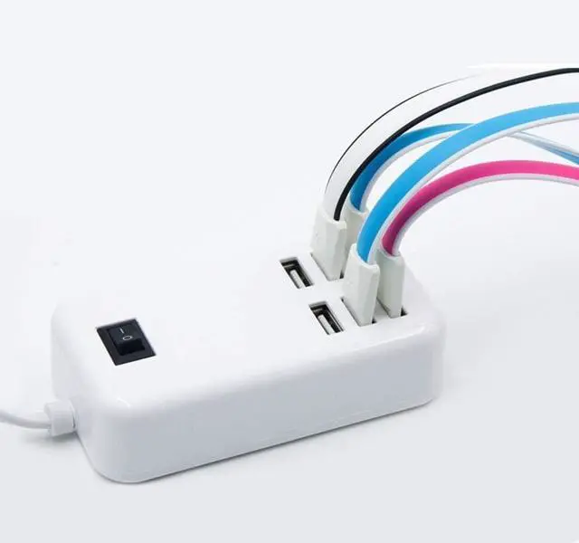 Alt view image 3 of 6 - 6 Ports USB Charger Hub Desktop US Plug AC Power Wall Travel Charging Adapter Slots Charging Station
