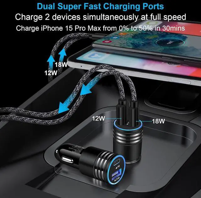 Alt view image 4 of 7 - Super Fast Charger Type C, 25W Android Phone Charger for Samsung Galaxy A17 A16 5G A15 A14 A56 A55 A54 A53 A36 A35 A26 A06 S25 Ultra S24 S23 S22 S21 S20 A13 A12, 60W Car Charger, USB C to USB C Cable