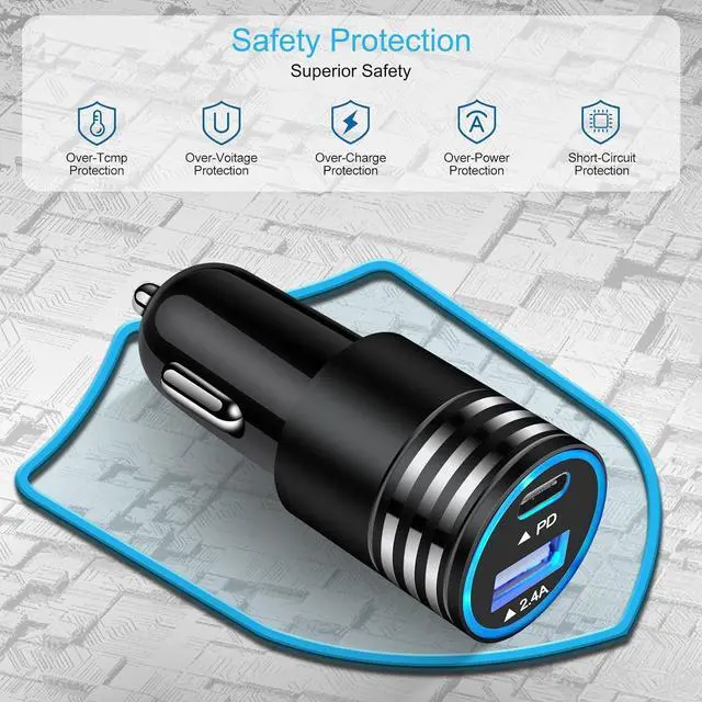 Alt view image 5 of 7 - Super Fast Charger Type C, 25W Android Phone Charger for Samsung Galaxy A17 A16 5G A15 A14 A56 A55 A54 A53 A36 A35 A26 A06 S25 Ultra S24 S23 S22 S21 S20 A13 A12, 60W Car Charger, USB C to USB C Cable