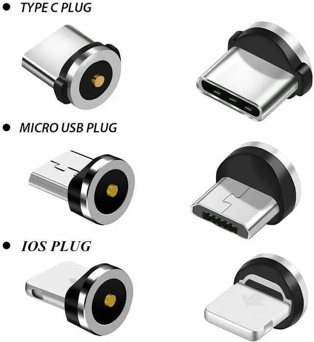 Main image of VizGiz 9 Pack Magnetic Phone Cable Adapter Connector Tips Head Plug Micro USB Type C Cord Magnet Charger Adaptor Replacement Tip for iPhone Huawei Samsung iPad Android Mobile Phone