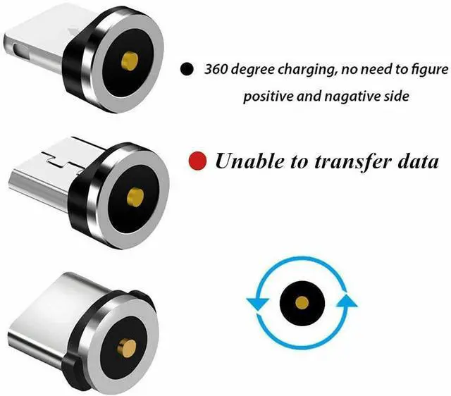 Alt view image 2 of 5 - VizGiz 9 Pack Magnetic Phone Cable Adapter Connector Tips Head Plug Micro USB Type C Cord Magnet Charger Adaptor Replacement Tip for iPhone Huawei Samsung iPad Android Mobile Phone