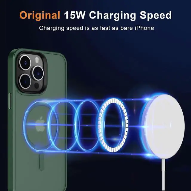 Alt view image 7 of 7 - MOCCA Strong Magnetic for iPhone 14 Pro Max Case [Compatible with Magsafe] [10FT Military Grade Protective] Translucent Matte Slim Shockproof Case for iPhone 14 Pro Max 6.7" -Midnight Green