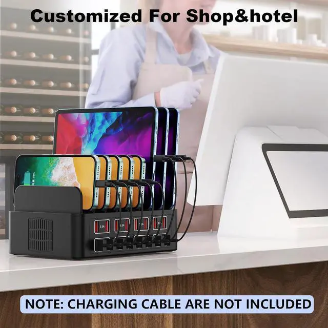 Alt view image 4 of 7 - Charging Station for Multiple Devices 150W/35A 16 Port USB Charging Station Multi Device Fast Charger Organizer Compatible with iPad Tablet Kindle Cell Phone and Other Electronic
