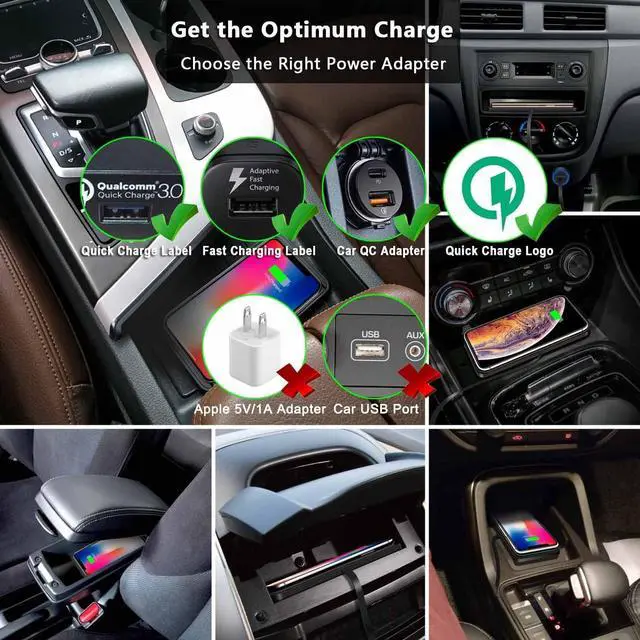 Alt view image 4 of 7 - Wireless Car Charger QC 3.0 USB Adapter Kit Fast 15W 10W 7.5W Quick Charge Qi Charging Pad for iPhone 14 13 12 Mini 11 Pro Max 8 Plus X XR Xs LG G8 Samsung Note 9 Galaxy S10 S20 S21 S22 Android Phones
