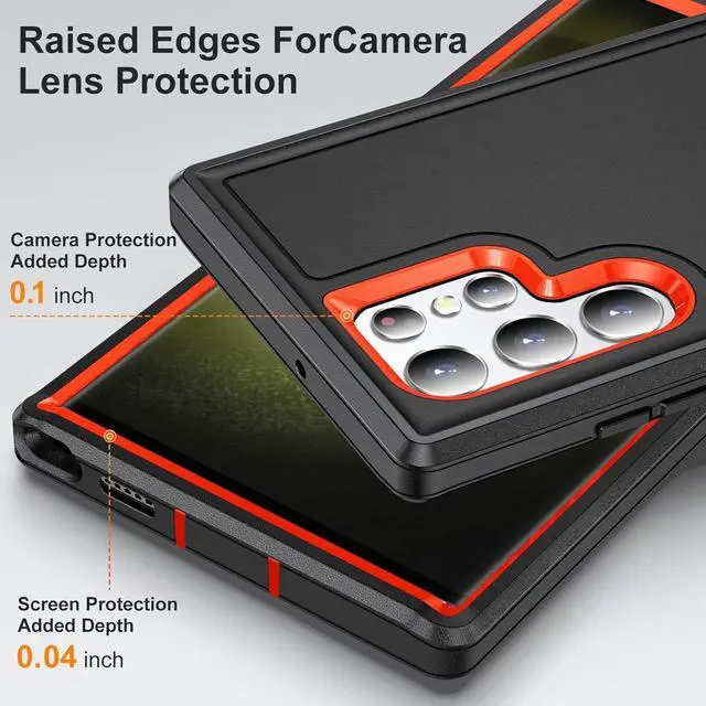 Alt view image 4 of 7 - BaHaHoues for Samsung Galaxy S23 Ultra Case, Samsung S23 Ultra Phone Case with Built in Kickstand, Shockproof/DropProof Military Grade Protective Cover for Galaxy S23 Ultra 5G (Black/Orange)