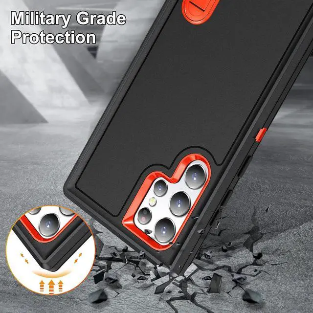 Alt view image 6 of 7 - BaHaHoues for Samsung Galaxy S23 Ultra Case, Samsung S23 Ultra Phone Case with Built in Kickstand, Shockproof/DropProof Military Grade Protective Cover for Galaxy S23 Ultra 5G (Black/Orange)