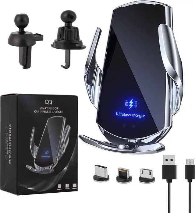 Main image of Wireless Car Charger Car Phone Holder Mount Wireless Charging 15W Fast Charging Auto Clamping Car Charger Phone Mount Phone Holder fit for All Android Smartphone(Silver)