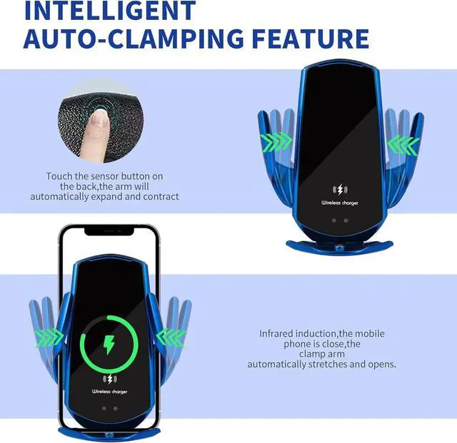 Alt view image 4 of 6 - Wireless Car Charger Car Phone Holder Mount Wireless Charging 15W Fast Charging Auto Clamping Car Charger Phone Mount Phone Holder fit for All Android Smartphone(Silver)