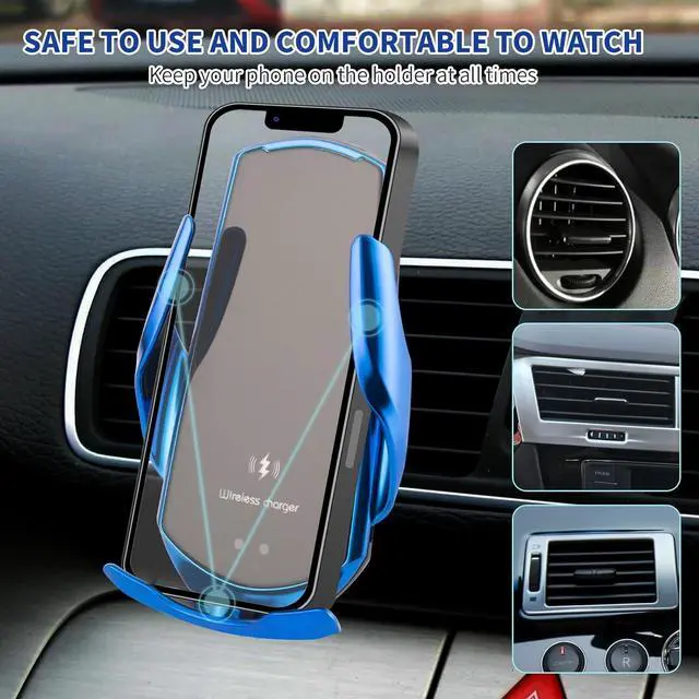 Alt view image 3 of 6 - Wireless Car Charger Car Phone Holder Mount Wireless Charging 15W Fast Charging Auto Clamping Car Charger Phone Mount Phone Holder fit for All Android Smartphone(Silver)