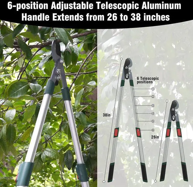 Alt view image 3 of 6 - GARTOL 3-Piece Garden Tool Set - Bypass Lopper, Hedge Shears, Pruning Shears with Telescopic Aluminum Handles, Extendable Heavy-Duty Branch Cutters, Garden Clippers for Branches, Shrubs, and Hedges