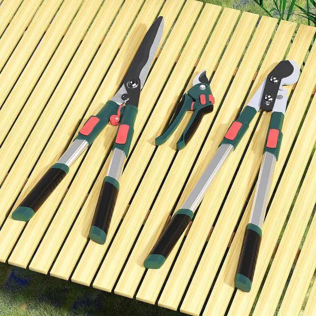 Alt view image 6 of 6 - GARTOL 3-Piece Garden Tool Set - Bypass Lopper, Hedge Shears, Pruning Shears with Telescopic Aluminum Handles, Extendable Heavy-Duty Branch Cutters, Garden Clippers for Branches, Shrubs, and Hedges