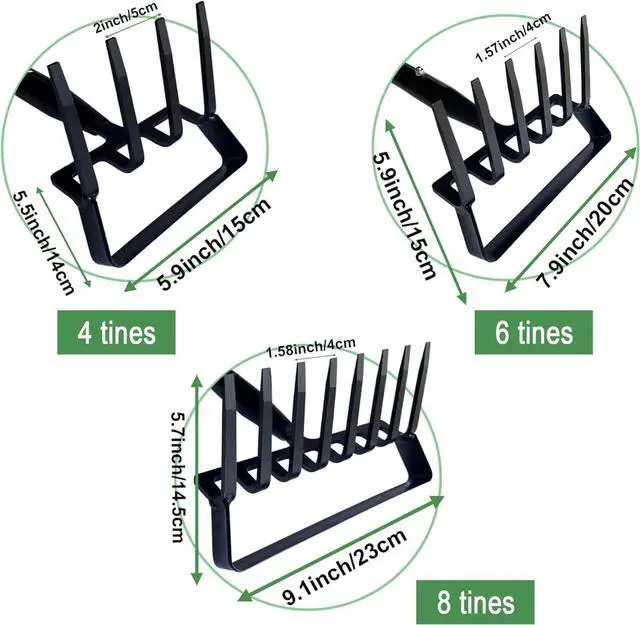 Alt view image 3 of 7 - 4-Tines Rake and Stirrup Hoe - Adjustable Long Handle Scuffle Loop Hula Action Hoe for Weeding, Digging, Loosening Soil, Stainless Steel Tiller Cultivator for Gardening, Raised Flower Beds Planting.