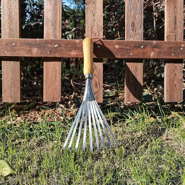 Alt view image 5 of 6 - Hand Rakes, Garden Stainless Steel Hand Rake Soil Tiller with Ergonomic Handle, Small Leaf Rakes Great for Gardening, Garden Sweep Yard Flower Beds Tool