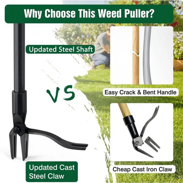 Alt view image 3 of 7 - Jardineer 45" Stand Up Weeder Puller Tool, Weed Remover Tool with Long Handle, Weeding Tools Gardening Heavy Duty with 4 Claw Steel Head