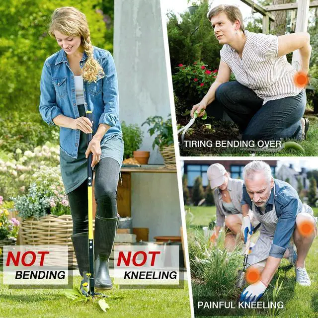 Alt view image 5 of 7 - Jardineer 45" Stand Up Weeder Puller Tool, Weed Remover Tool with Long Handle, Weeding Tools Gardening Heavy Duty with 4 Claw Steel Head