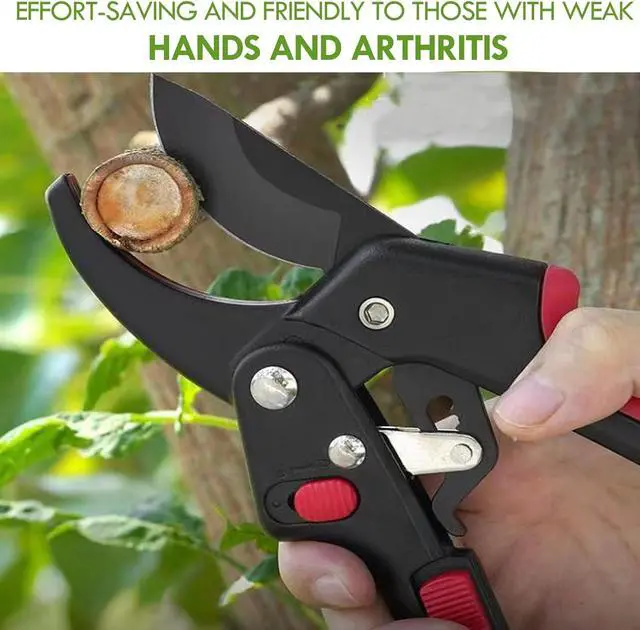 Alt view image 5 of 7 - Adjustable Germany Pruners, Arthritis Weak Hand Snips, Work 3 Times Easier, 1-Inch Cut Capacity Garden Clippers, Ergonomic handle, Rust resistant, high strength steel, Sharp