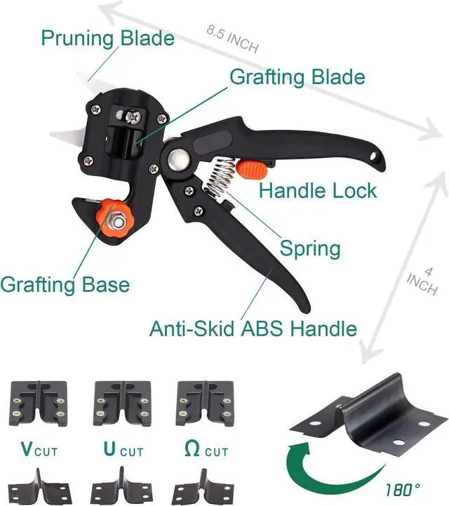 Alt view image 3 of 7 - Professional Grafting Tool Kit - 3-in-1 Pruner with SK5 Blades, Grafting Knife, Tapes, Labels & Clips - Fruit Tree Grafting Supplies for Apples, Peaches, Grapes (Gardening Grafting Tools)