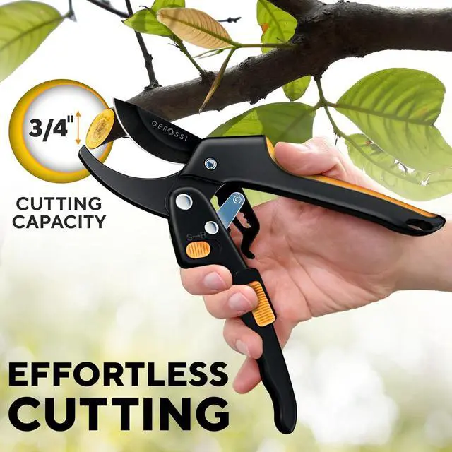 Alt view image 2 of 7 - Ratchet Pruning Shears for Gardening Heavy Duty - Increases Cutting Power 3x - Perfect Ratchet Pruners for Weak Hands & Arthritis- 8 Anvil Garden Clippers - w/Extra Sharp Blade for Effortless Cutting