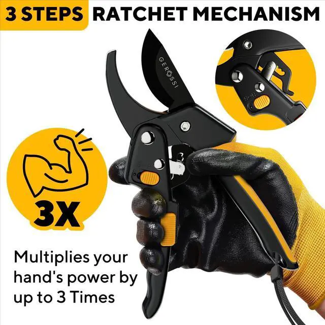 Alt view image 3 of 7 - Ratchet Pruning Shears for Gardening Heavy Duty - Increases Cutting Power 3x - Perfect Ratchet Pruners for Weak Hands & Arthritis- 8 Anvil Garden Clippers - w/Extra Sharp Blade for Effortless Cutting