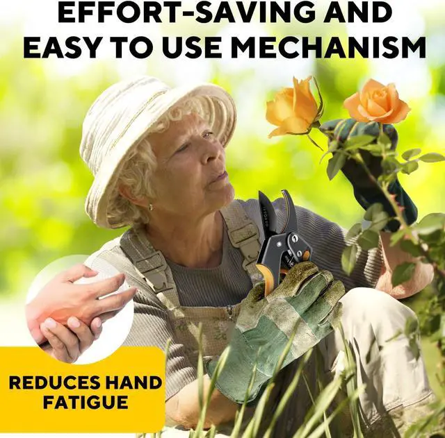 Alt view image 6 of 7 - Ratchet Pruning Shears for Gardening Heavy Duty - Increases Cutting Power 3x - Perfect Ratchet Pruners for Weak Hands & Arthritis- 8 Anvil Garden Clippers - w/Extra Sharp Blade for Effortless Cutting
