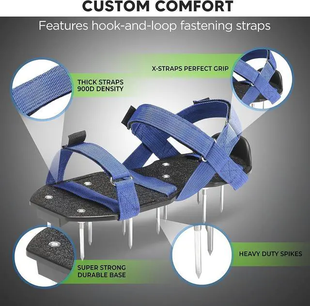 Alt view image 2 of 7 - Envy Green Lawn Aerator Shoes  Ready-to-Use, Pre-Assembled  One-Size-Fits-All Gardening Shoes  Lawn Aerator with X-Strap  Lawn Aerator Spike Shoes for Lawn and Yard  Premium Tools by EnvyGreen