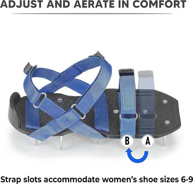 Alt view image 3 of 7 - Envy Green Lawn Aerator Shoes  Ready-to-Use, Pre-Assembled  One-Size-Fits-All Gardening Shoes  Lawn Aerator with X-Strap  Lawn Aerator Spike Shoes for Lawn and Yard  Premium Tools by EnvyGreen