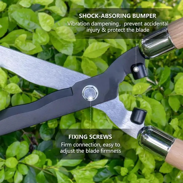 Alt view image 4 of 7 - Berry&Bird Garden Hedge Shears,19.88''Heavy Duty Pruning Shear for Trimming Borders and Bushes, Manual Hedge Clippers with Wooden Handles & Carbon Steel Sharp Blades Gardening Scissors