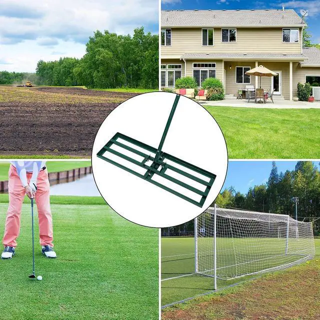 Alt view image 5 of 7 - Lawn Leveling Rake,Stainless Steel Lawn Leveler with 30x10 Ground Plate, 78 Adjustable Long Handle, Level Yard Tool for Grass, Golf Field, Level Soil or Dirt Ground Surfaces-Green