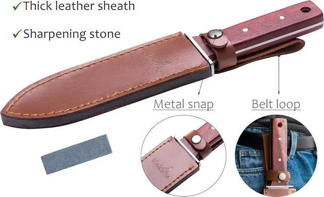 Alt view image 4 of 7 - Hori Hori Knife - Landscaping, Digging, Weeding, Cutting, Planting Gardening Tool With Leather Sheath, Stainless Steel Blade and Sharpening Stone