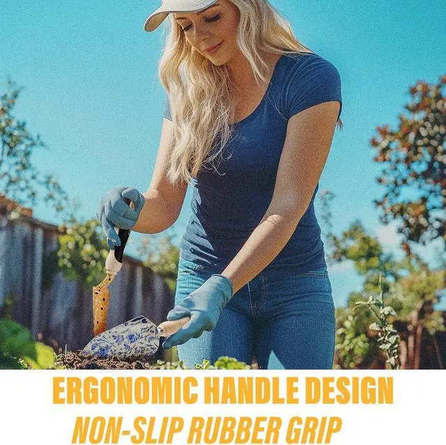 Alt view image 3 of 5 - Gardening Tool Set of 5 Heavy Duty Aluminum Garden Tools with Non-Slip Rubber Grip, Fashion Garden Bag, Durable Hand Tools for Garden, Weeding, Gardening Gifts for Women,Men - Daisy