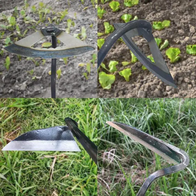 Alt view image 3 of 7 - Pack of Gardening Tools Weeding Tool and Garden Hoe Weed Removal Tool with Blade Quick Weeder and Gardening Gloves (Hollow Hoe + Weeding Sickle)