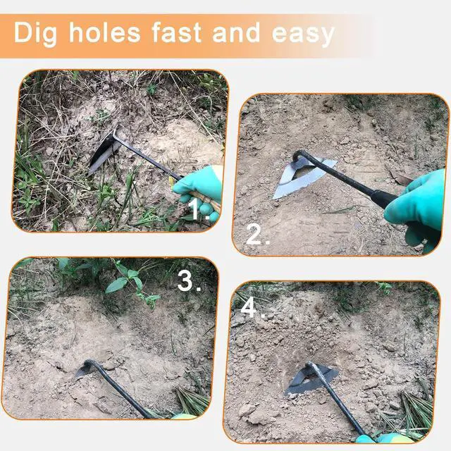 Alt view image 5 of 7 - Pack of Gardening Tools Weeding Tool and Garden Hoe Weed Removal Tool with Blade Quick Weeder and Gardening Gloves (Hollow Hoe + Weeding Sickle)