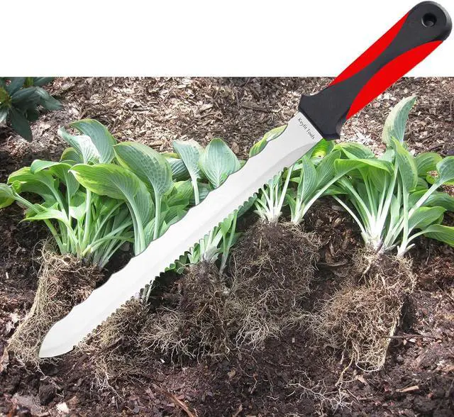 Main image of Keyfit Tools Spartan Garden Knife Perennial Splitter Divider Super Sharp Double Sided Serrated Stainless Steel 8 Blade 5 Ergonomic Rubber Handle Hori Hori Knife Gardening Tools