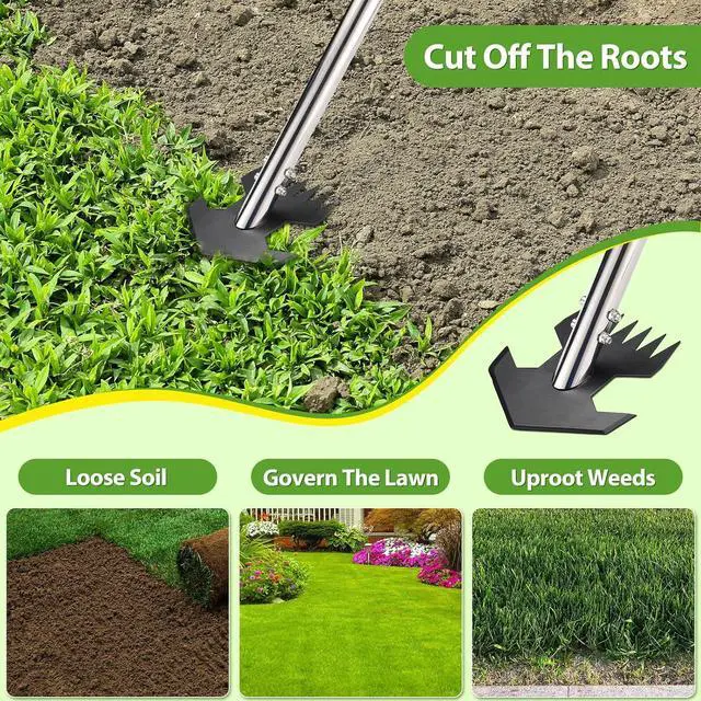 Alt view image 6 of 7 - Hoe Garden Tool, Scuffle Garden Hoe for Weeding with 30-60 Inch Steel Long Handle, Dual Use Sharp Gardening Hula Hoe, Adjustable Rocket Shaped Weed Remover Action Hoe