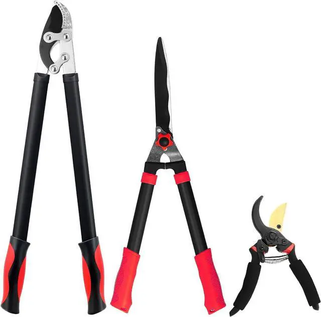 Main image of Loppers Hedge Shears & Pruners Combo Set 3-Piece Clippers, Heavy Duty Tree Shrub Care Kit for Yard, Lawn Garden, Professional Branch Cutter Trimmer Indoor Outdoor Gardening Black -