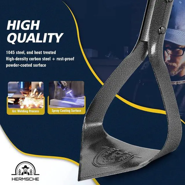 Alt view image 3 of 7 - Hoe Garden Tool, Heavy Duty Triangle 52.7" Manual Weeder with Long Handle, Carbon Steel Weed Removing Action Hoe Cultivator for Weeding, Digging, Loosening Soil, Hoeing, Edging