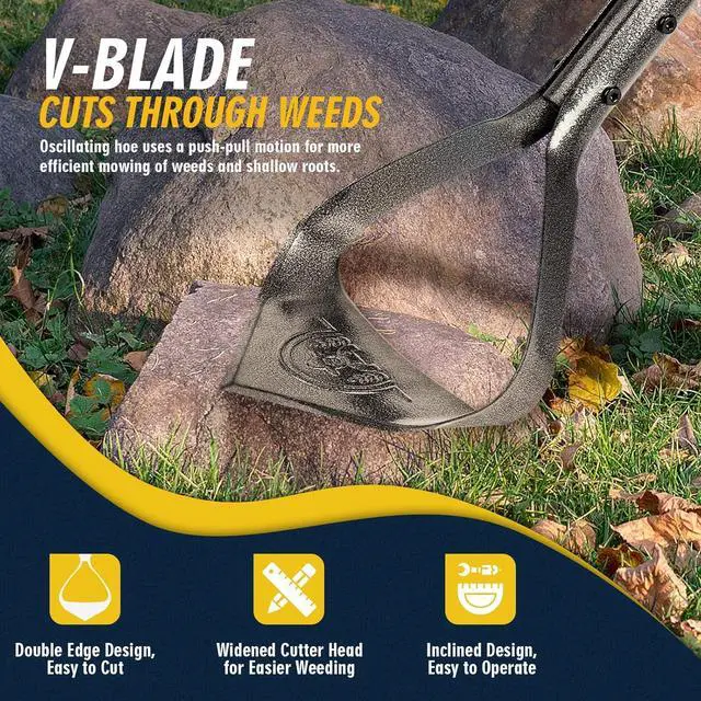 Alt view image 4 of 7 - Hoe Garden Tool, Heavy Duty Triangle 52.7" Manual Weeder with Long Handle, Carbon Steel Weed Removing Action Hoe Cultivator for Weeding, Digging, Loosening Soil, Hoeing, Edging