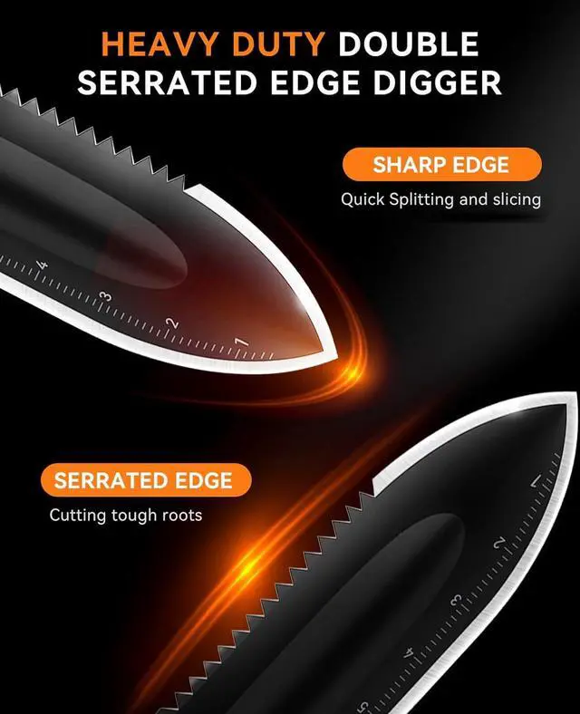 Alt view image 3 of 7 - SUNPOW Metal Detector Shovel Digging Tools - Heavy Duty Double Serrated Edge Digger Shovel Knife - Garden Digging Tools with Carrying Sheath - Metal Detector Accessories