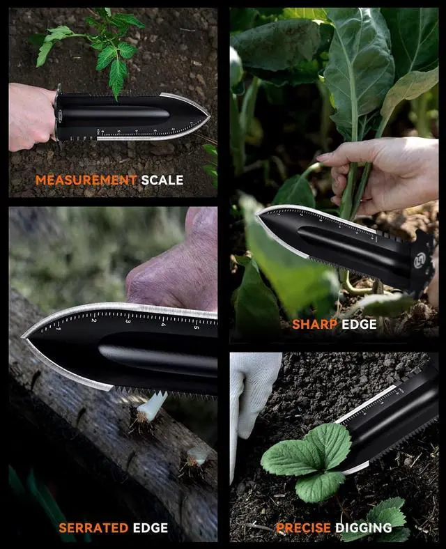 Alt view image 4 of 7 - SUNPOW Metal Detector Shovel Digging Tools - Heavy Duty Double Serrated Edge Digger Shovel Knife - Garden Digging Tools with Carrying Sheath - Metal Detector Accessories