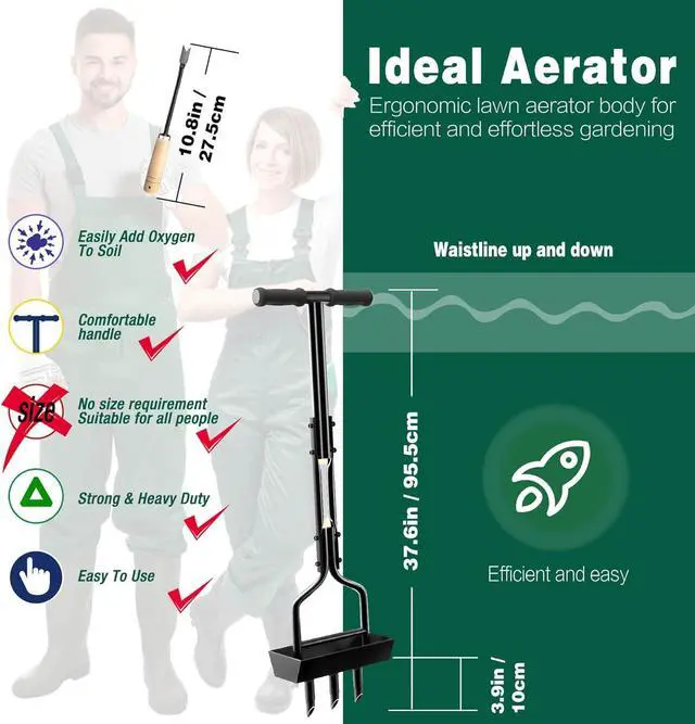 Alt view image 5 of 7 - Lawn Aerator Coring Tool with Soil Corer Collector, Manual Lawn Coring Aerator 3 Core with Slope, Plug Aeration Heavy Duty Plug Core Aeration Tool for Lawns Garden Compacted Soils and Lawn Yard