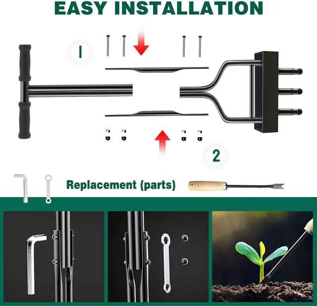 Alt view image 6 of 7 - Lawn Aerator Coring Tool with Soil Corer Collector, Manual Lawn Coring Aerator 3 Core with Slope, Plug Aeration Heavy Duty Plug Core Aeration Tool for Lawns Garden Compacted Soils and Lawn Yard