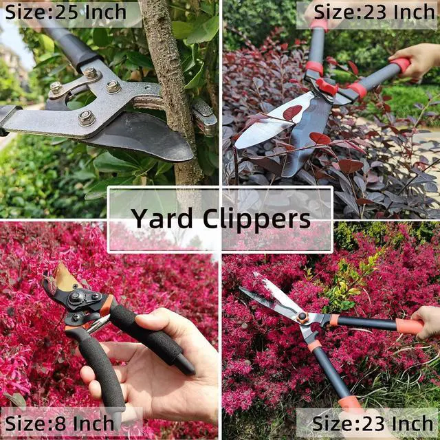 Alt view image 7 of 7 - Loppers Hedge Shears & Pruners Combo Set 3-Piece Clippers, Heavy Duty Tree Shrub Care Kit for Yard, Lawn Garden, Professional Branch Cutter Trimmer Indoor Outdoor Gardening Black -