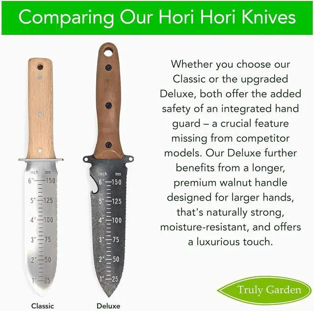Alt view image 6 of 7 - Deluxe XL Hori Hori Garden Knife with Thick Leather Sheath and Black Stainless Steel Blade
