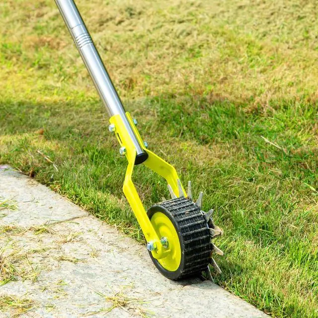 Alt view image 4 of 7 - 58-Inch Manual Lawn Edger Tool - Wheel Rotary Edger with Adjustable 4-Section Stainless Steel Handle & Cushion Grip, Rust-Resistant for Sidewalks, Driveways, Gardens & Landscaping