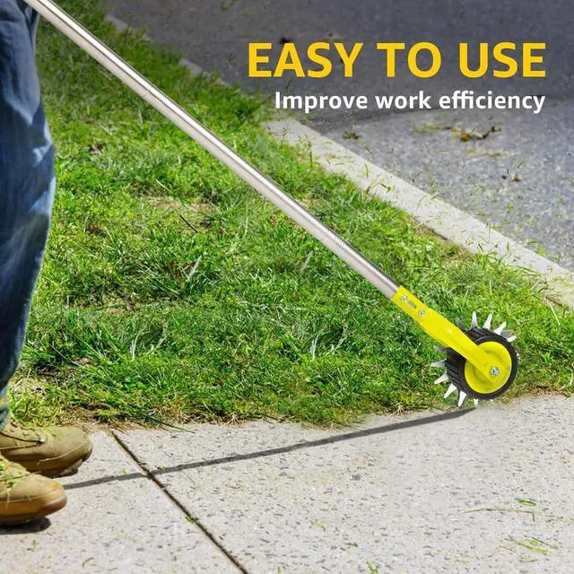 Alt view image 5 of 7 - 58-Inch Manual Lawn Edger Tool - Wheel Rotary Edger with Adjustable 4-Section Stainless Steel Handle & Cushion Grip, Rust-Resistant for Sidewalks, Driveways, Gardens & Landscaping