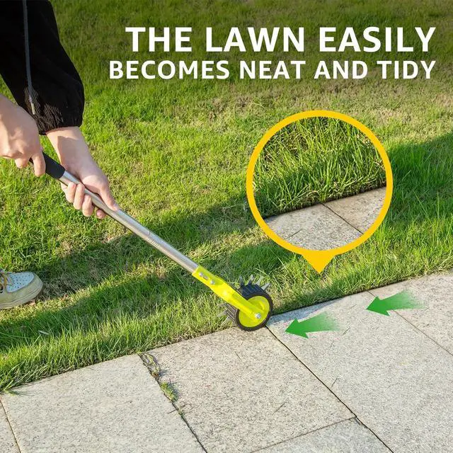 Alt view image 7 of 7 - 58-Inch Manual Lawn Edger Tool - Wheel Rotary Edger with Adjustable 4-Section Stainless Steel Handle & Cushion Grip, Rust-Resistant for Sidewalks, Driveways, Gardens & Landscaping