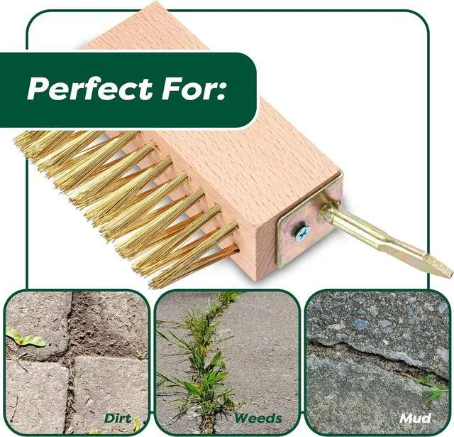 Alt view image 3 of 7 - SCRUBIT Moss & Weed Remover Wired Grout Cleaner Brush, Great for Cleaning Decks, Pavers, Patios & Walkways Weed Scraper & Wire Brush Set, Combo w/2 Brush Heads & Scraping Hook - Grout Remover Tool