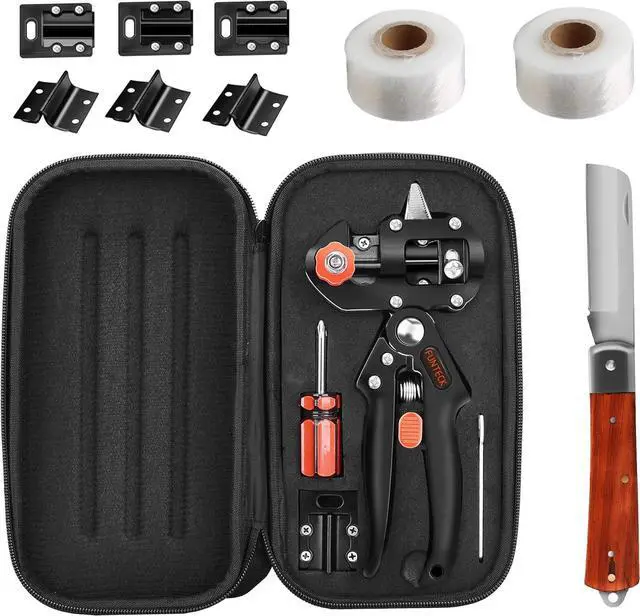 Main image of FUNTECK 2-in-1 Grafting Tools Pruner Kit, V-Graft Omega-Graft and U-Graft, Perfect for Fruit Tree Grafting, Including Grafting Tapes, Grafting Knife & Replacement Blades