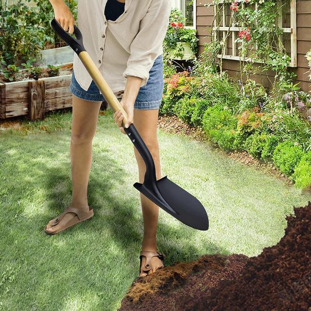 Alt view image 2 of 7 - Shovel for Digging,Round Shovel, Garden Tool with D-Handle, 41 Inches in Overall Length, Wooden Handel Garden Shovel,Beach Shovel, Car Snow Shovel